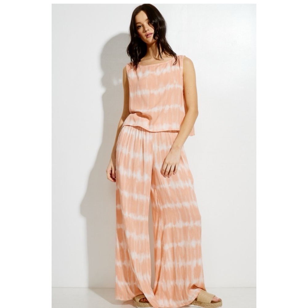 Tie-Dye Peach Wide-Leg 2 piece set